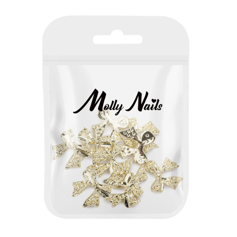 3D Long Bows for nails Molly Nails – Gold № 4 – 10 pcs