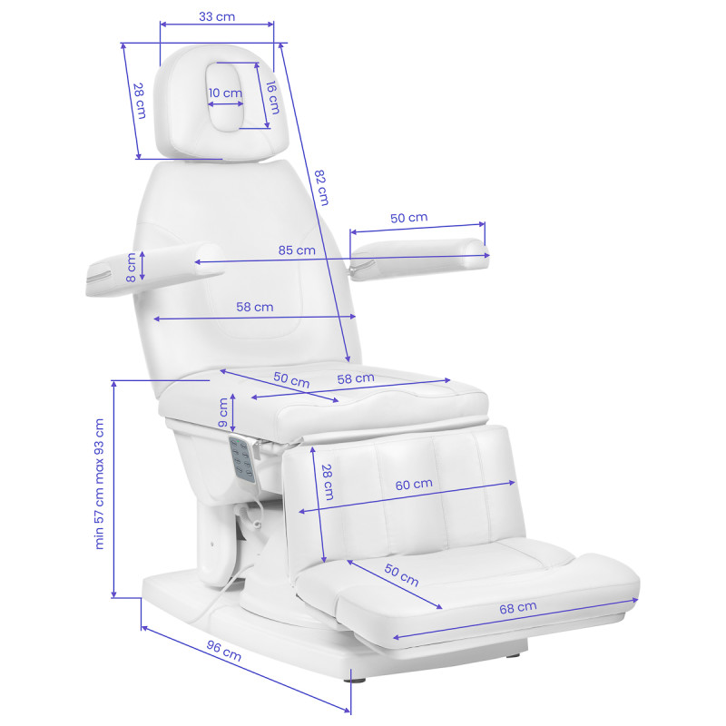 Kate electric podiatry chair, 4 actuators, white