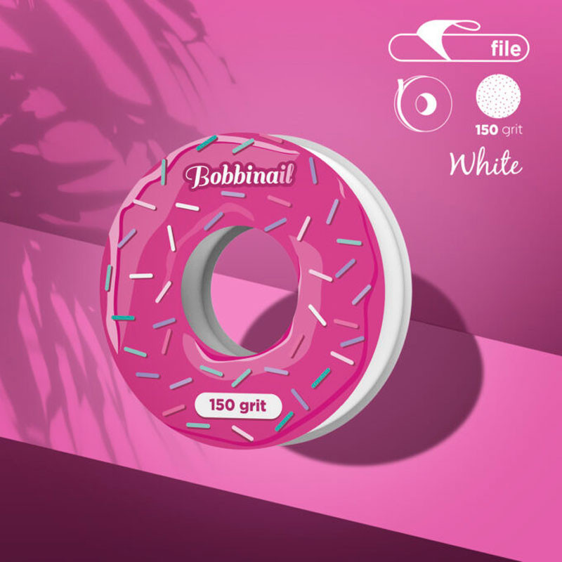 Kertakäyttöinen valkoinen hiomanauha Bobbinail STALEKS PRO EXPERT – 150 grit – 7 m – muovikoteloon
