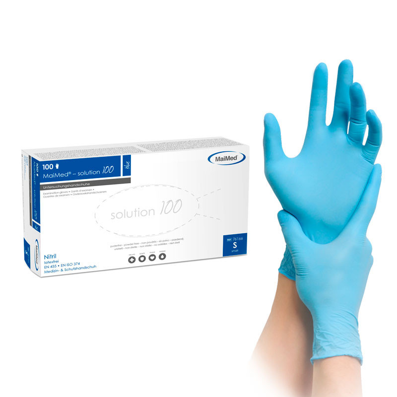 Nitriilikäsineet – MaiMed Solution100 – siniset – koko S, 100 kpl