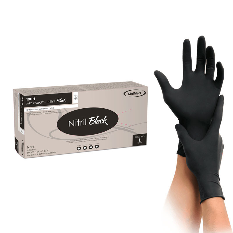 Nitriilikäsineet – MaiMed Nitrile – mustat – koko L, 100 kpl