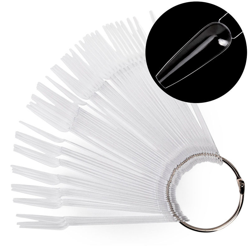 Ballerina Gel Polish Swatch Tips on Ring – Transparent, 50 pcs