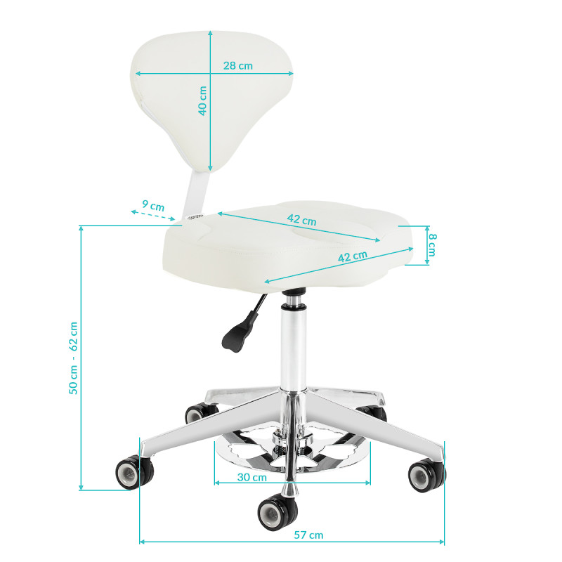 Azzurro 156f bump-up white cosmetic stool
