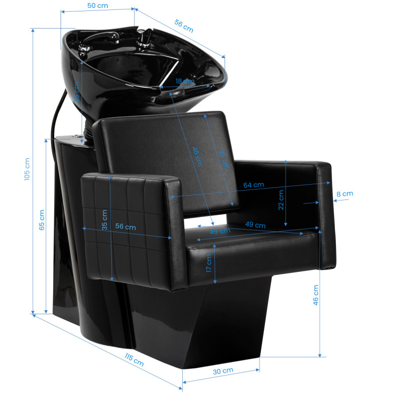 Hairdressing wash unit Gabbiano Ankara black with black bowl