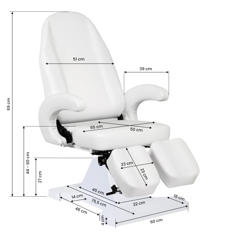 112 hydraulic podiatry chair white