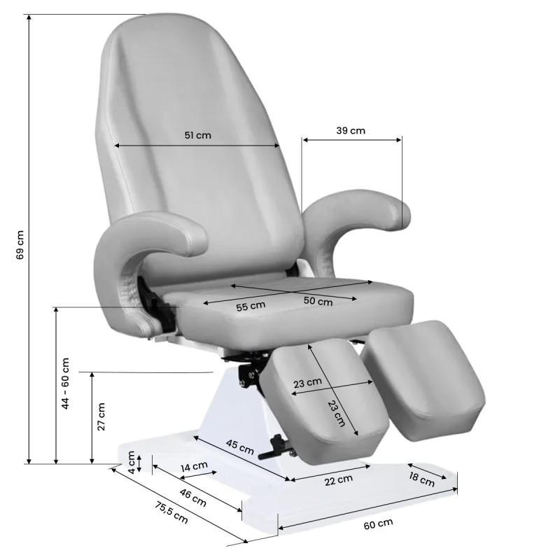 112 hydraulic podiatry chair, gray
