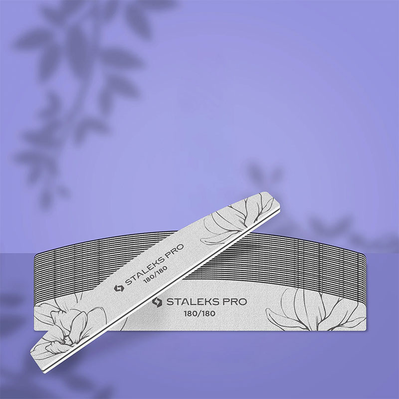 Пилочка для ногтей минеральная полумесяц – STALEKS EXPERT 40 – 180/180 грит (25 шт)