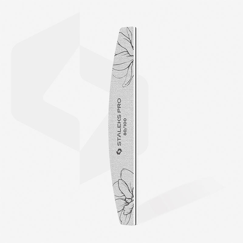 Пилочка для ногтей минеральная полумесяц – STALEKS EXPERT 40 – 80/100 грит (25 шт)