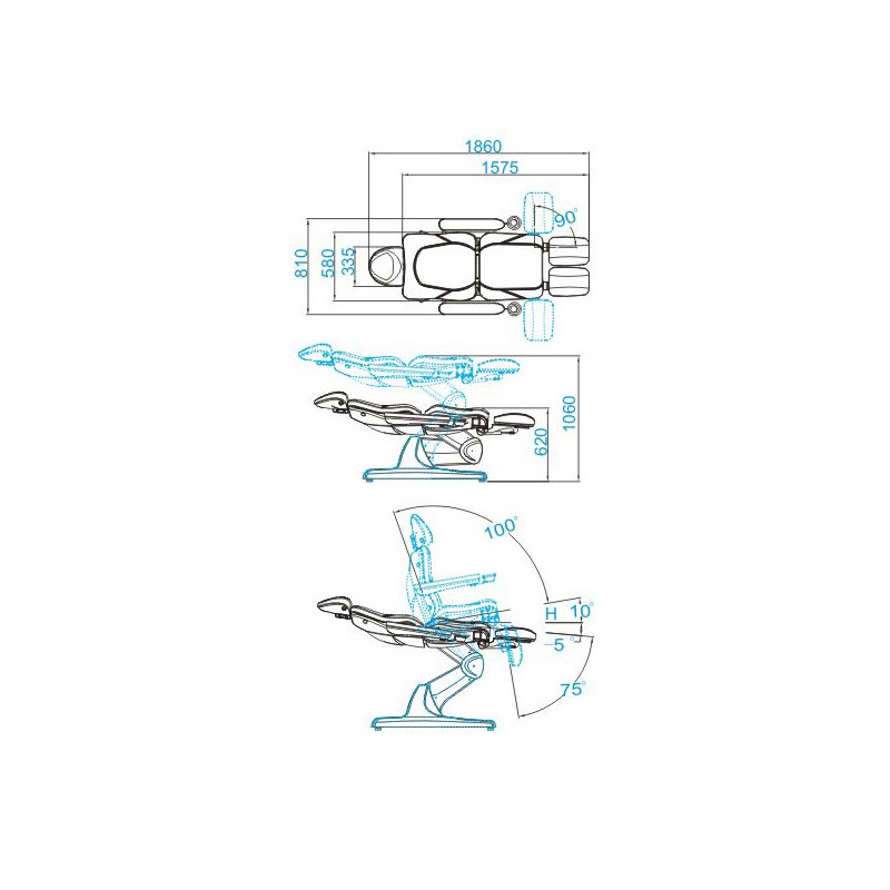 Electric cosmetic chair Azzurro 870s pedicure 3 motors cappuccino