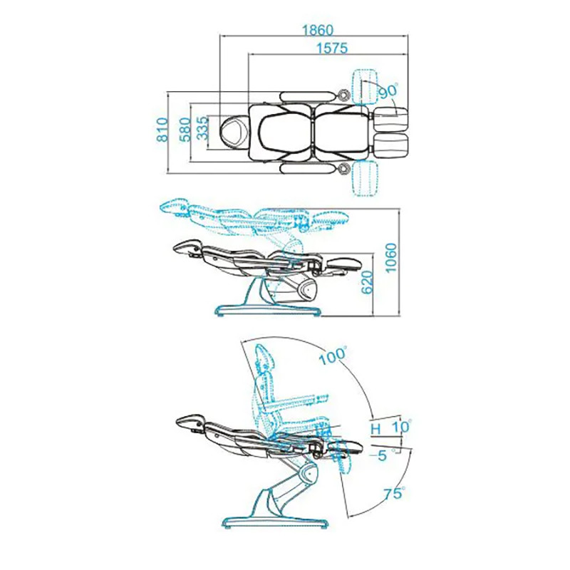Electric cosmetic chair Azzurro 870s pedicure 3 motors white