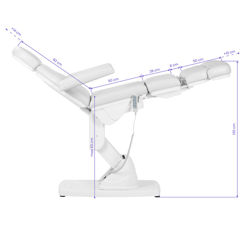 Kate electric podiatry chair, 4 actuators, white