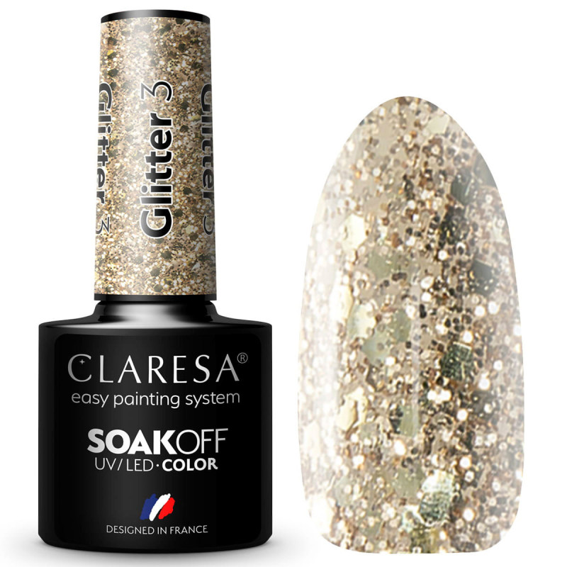 Цветной гель-лак Claresa Glitter № 3, 5 ml